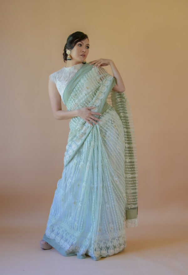 Pastel Chikankari Saree - Image 5